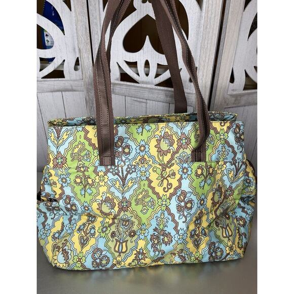 Kathy Van Zeeland Floral Pattern Large Duffle Bag Weekend Overnight Retro Print - Picture 3 of 12